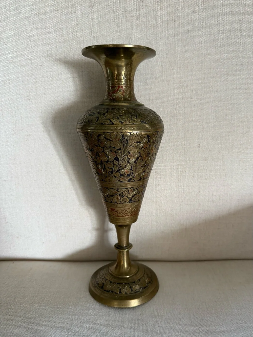 Vintage Indian Brass Decorative Brass Floral Engraved Ornate